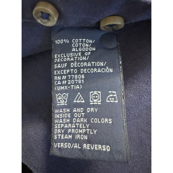 Vintage Tommy Hilfiger Men's L Heritage Work Shirt Button Navy Blue Long Sleeve - Picture 11 of 12